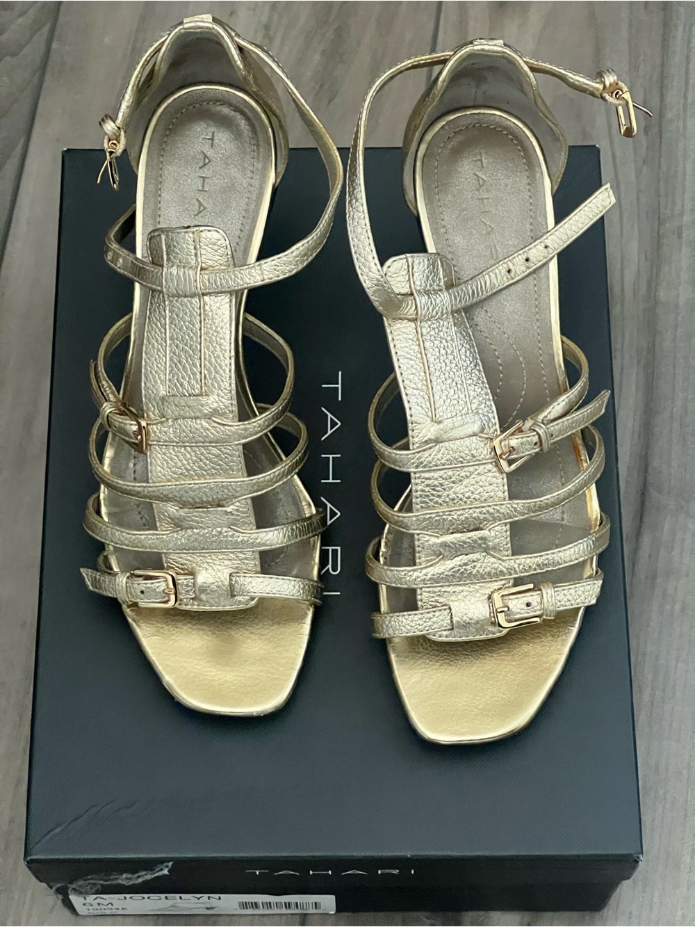 Tahari Metallic Gold Strappy Gladiator Sandals